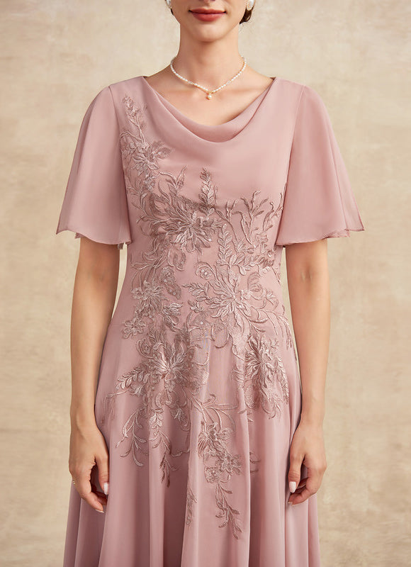 Robe Asymétrique Fluide Rose Brodée - gallery 6