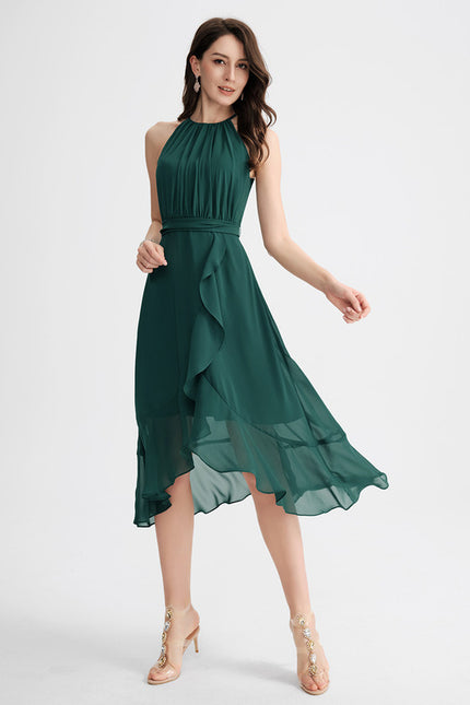 Robe Asymétrique Flottante Émeraude - gallery 5