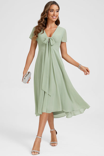 Robe Asymétrique Fluide Vert Pâle - gallery 2