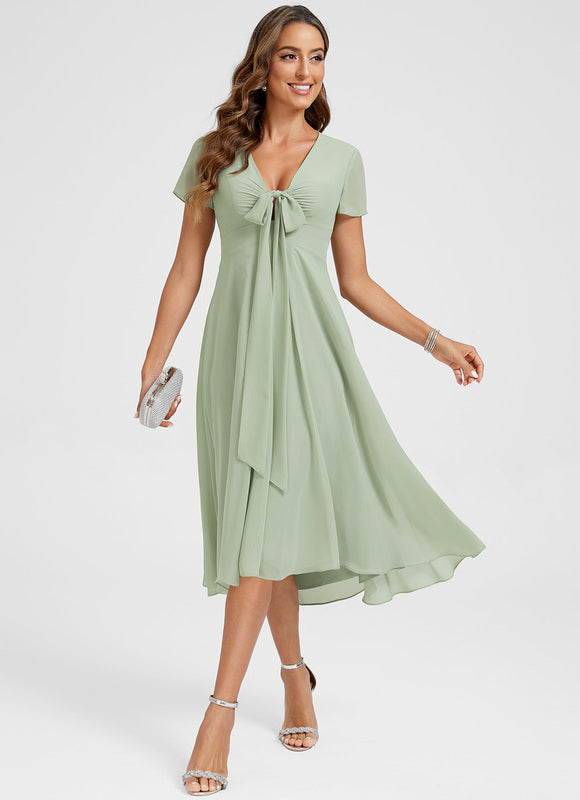 Robe Asymétrique Fluide Vert Pâle - gallery 2