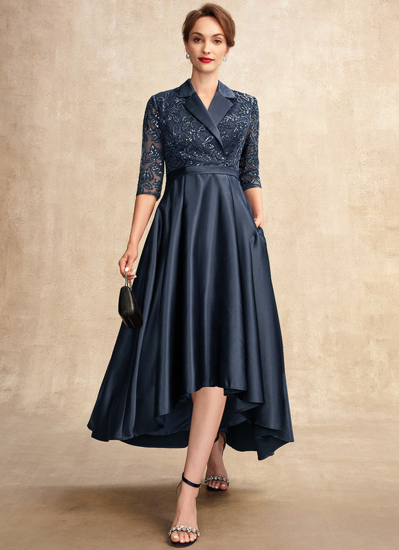 Robe Asymétrique Satinée Nuit