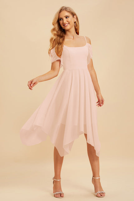 Robe Asymétrique Col Carré Aérienne - gallery 2