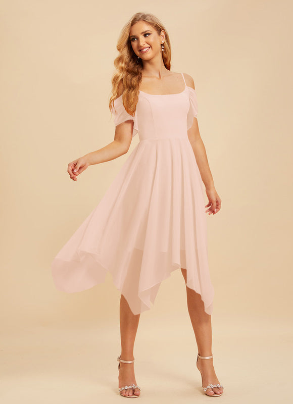 Robe Asymétrique Col Carré Aérienne - gallery 2