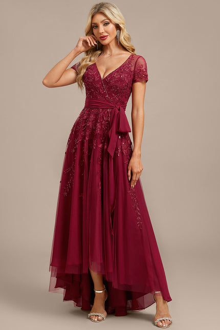 Robe Asymétrique Soirée Bordeaux Élégante - gallery 3