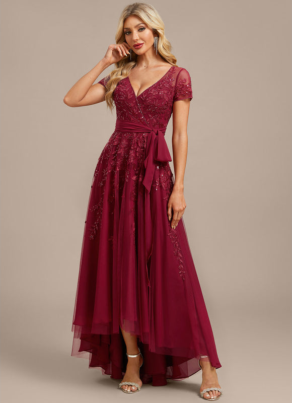 Robe Asymétrique Soirée Bordeaux Élégante - gallery 3