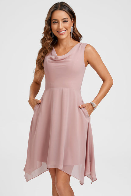 Robe Asymétrique Mousseline Rose