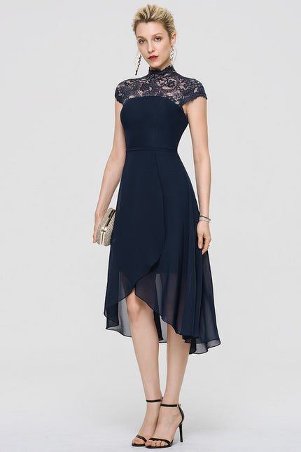 Robe Asymétrique À Volants Bleu - gallery 2