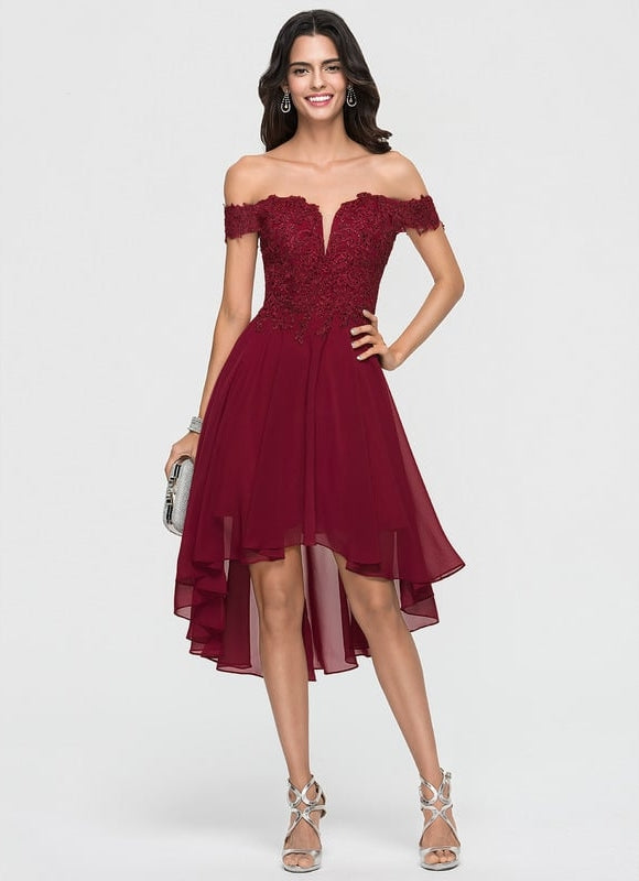 Robe Asymétrique Rouge Velours Élégant - gallery 4