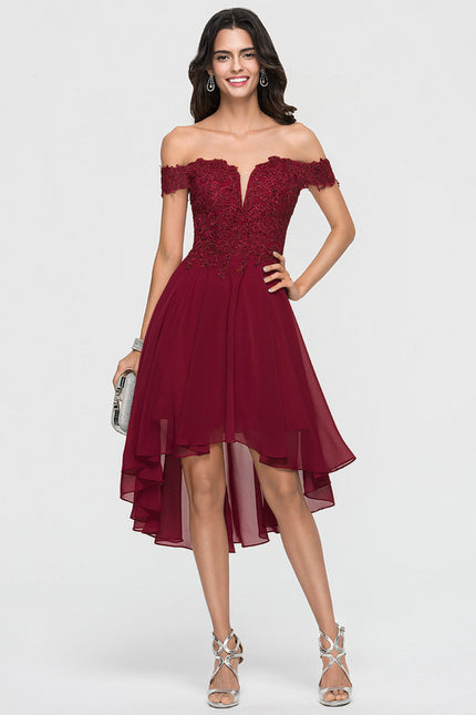 Robe Asymétrique Cocktail Bordeaux - gallery 4