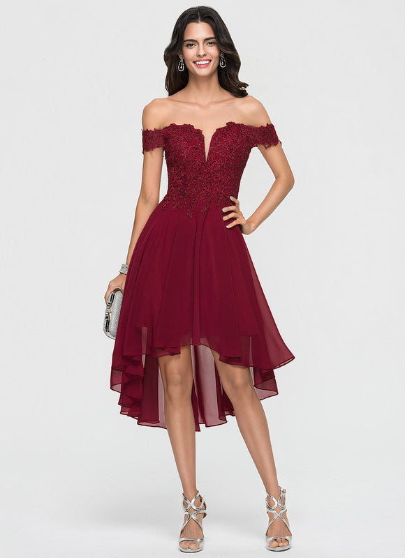 Robe Asymétrique Cocktail Bordeaux - gallery 4