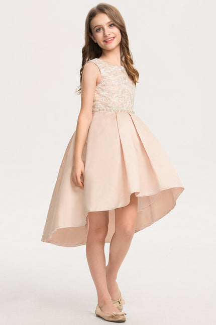 Robe Asymétrique En Satin Perlée - gallery 2