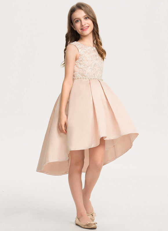 Robe Asymétrique En Satin Perlée - gallery 2