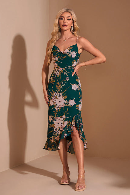 Robe Asymétrique Émeraude Florale - gallery 5