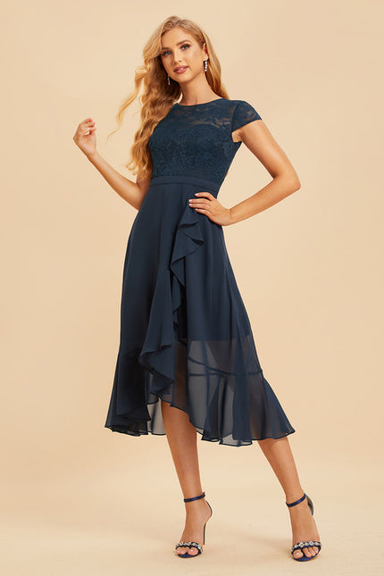 Robe Asymétrique Chiffon Élégante - gallery 3