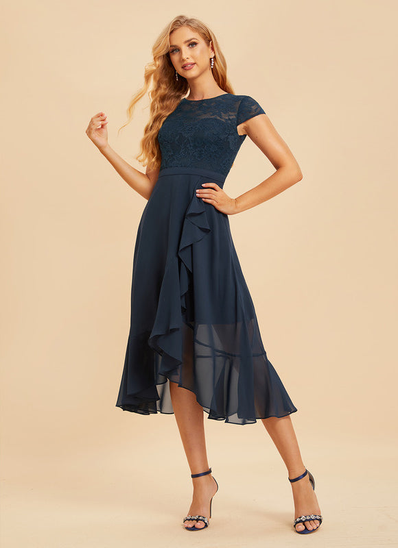 Robe Asymétrique Chiffon Élégante - gallery 3