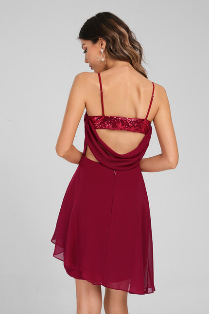 Robe Courte Asymétrique À Sequins - gallery 2