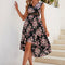 Robe Asymétrique Fleurie Noir