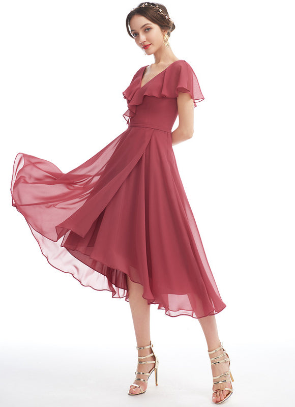 Robe Asymétrique Fluide Vert Pâle