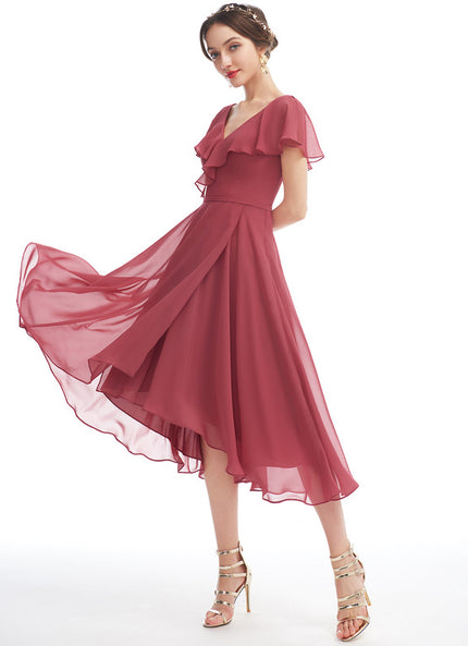 Robe Asymétrique Fluide Vert Pâle
