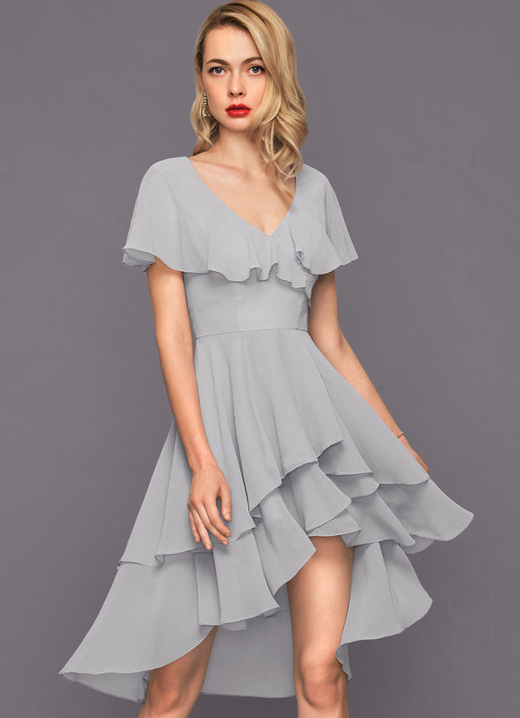 Robe Asymétrique Fluide Vert Pâle - gallery 2