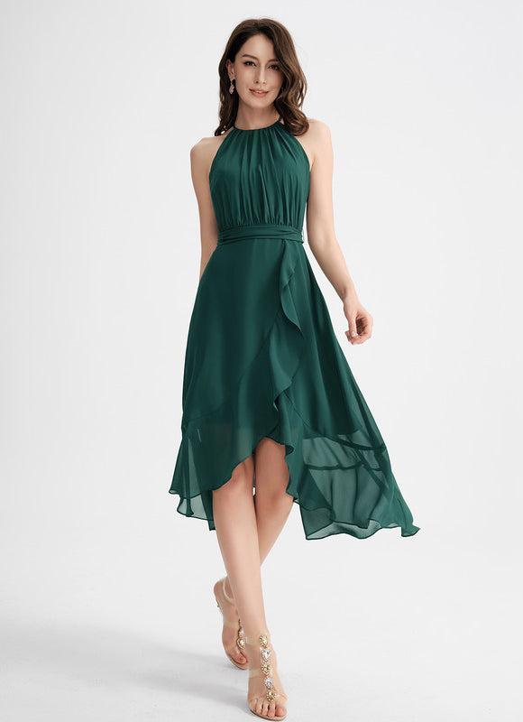 Robe Asymétrique Flottante Émeraude - gallery 3