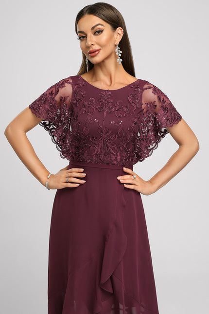 Robe Asymétrique Bordeaux Festonnée - gallery 5