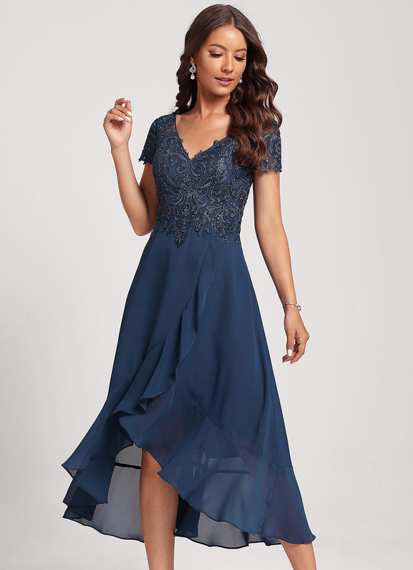 Robe Asymétrique Fluide Dentelle - gallery 1