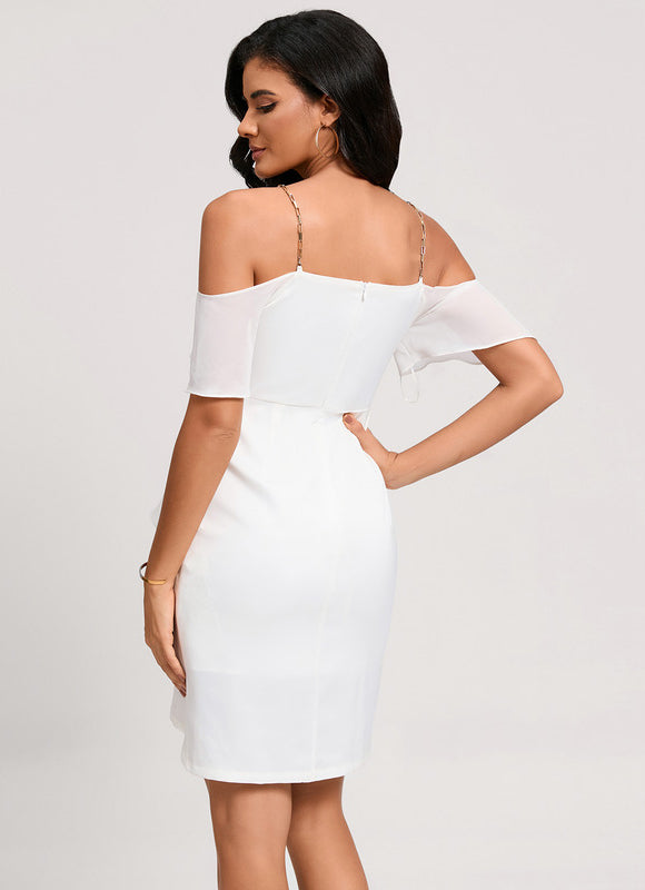 Robe Asymétrique Élégante À Volants - gallery 2