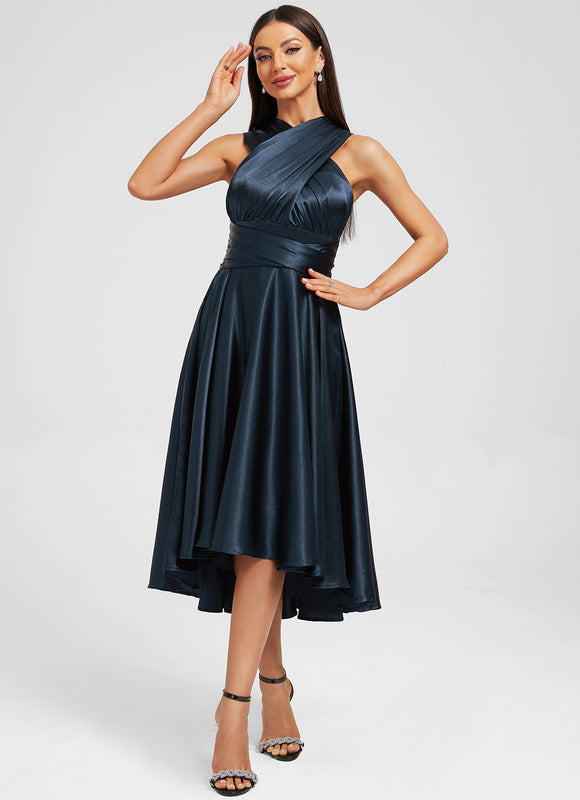 Robe Asymétrique Bleu Marine - gallery 8