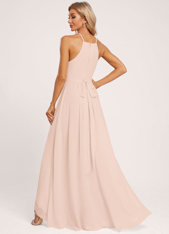 Robe Asymétrique Mousseline Saumon - gallery 1