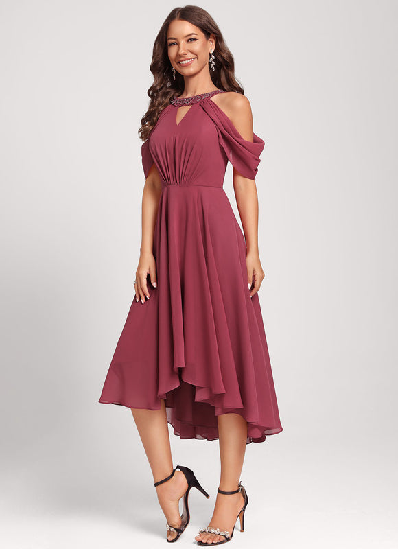 Robe Asymétrique Bicolore Chic - gallery 2