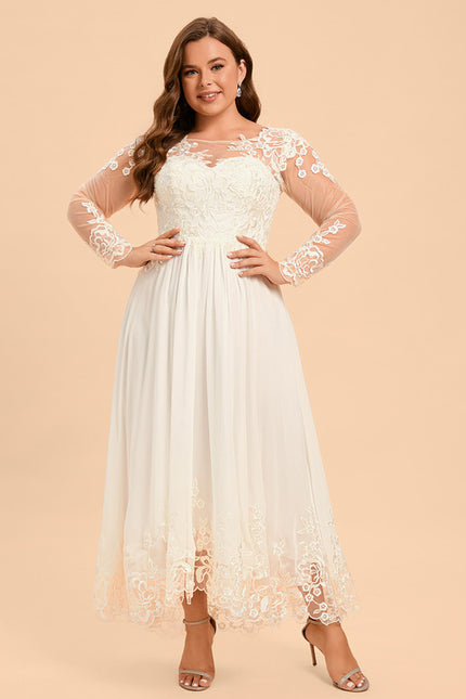 Robe Asymétrique En Dentelle Délicate - gallery 7