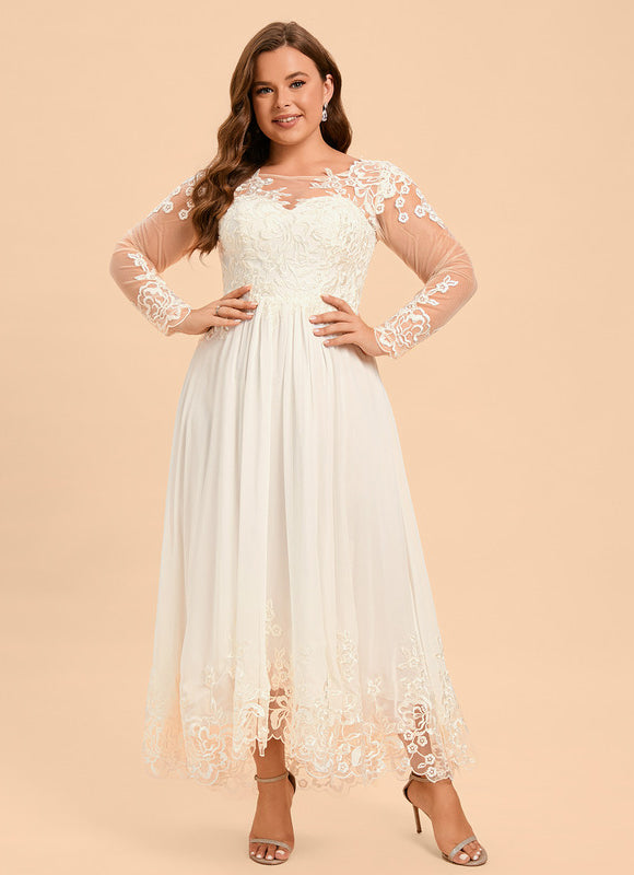 Robe Asymétrique En Dentelle Délicate - gallery 7