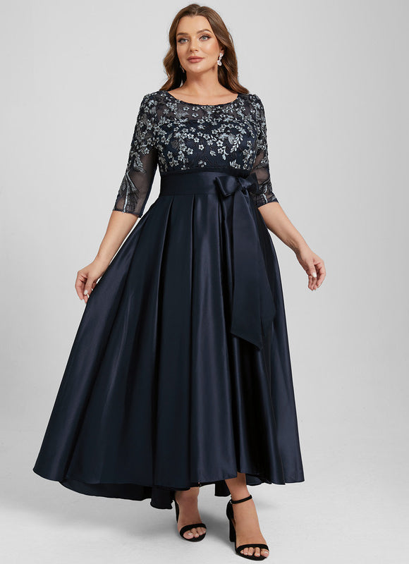 Robe Asymétrique Satinée Florale - gallery 9