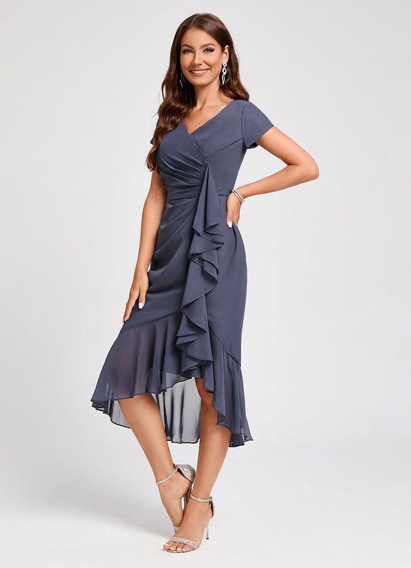 Robe Asymétrique Fluide Grisâtre - gallery 4