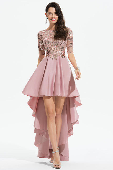 Robe Asymétrique Satinée Élevée