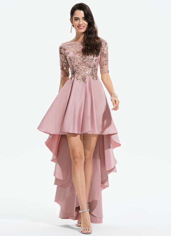 Robe Asymétrique Satinée Élevée