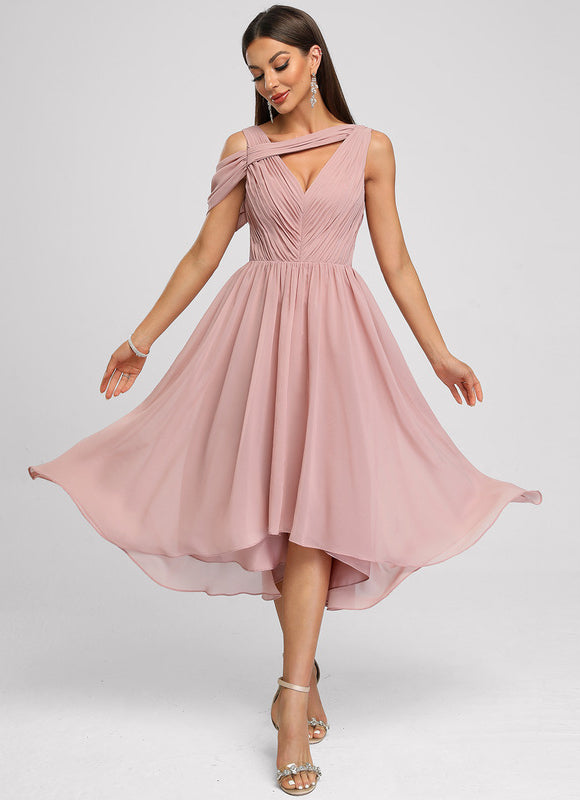 Robe Asymétrique Plissée Émeraude