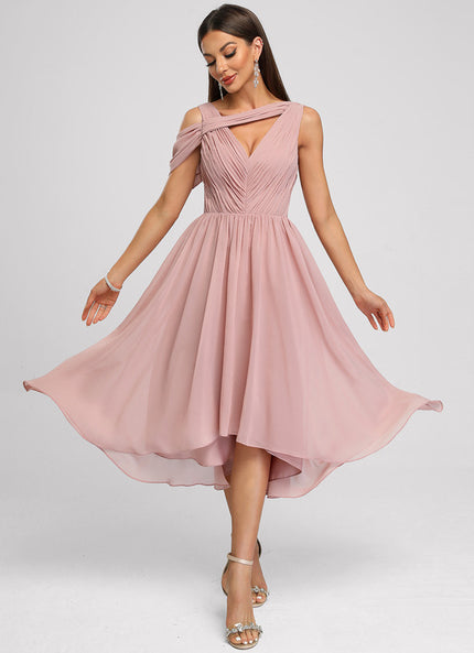 Robe Asymétrique Plissée Émeraude