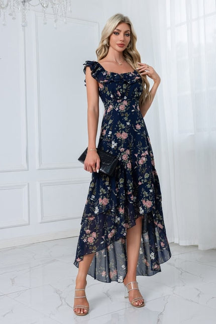 Robe Asymétrique Sirène Florale - gallery 1