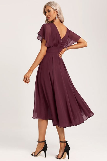 Robe Asymétrique Fluide À Volants - gallery 3