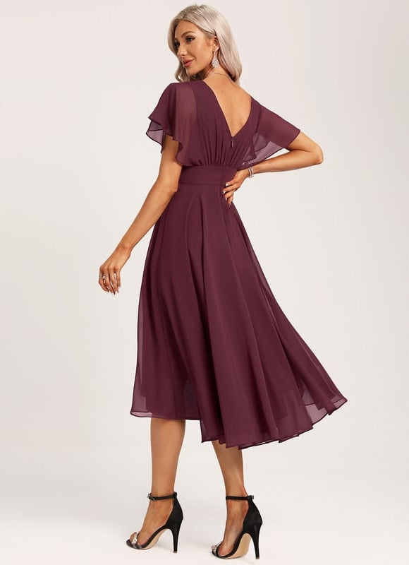 Robe Asymétrique Fluide À Volants - gallery 3