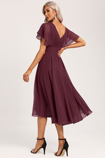 Robe Asymétrique Mousseline Prune - gallery 4
