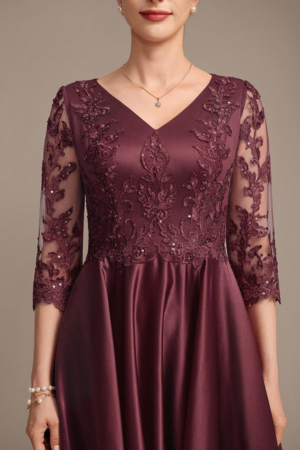 Robe Asymétrique Satinée Bordeaux Élégante - gallery 7