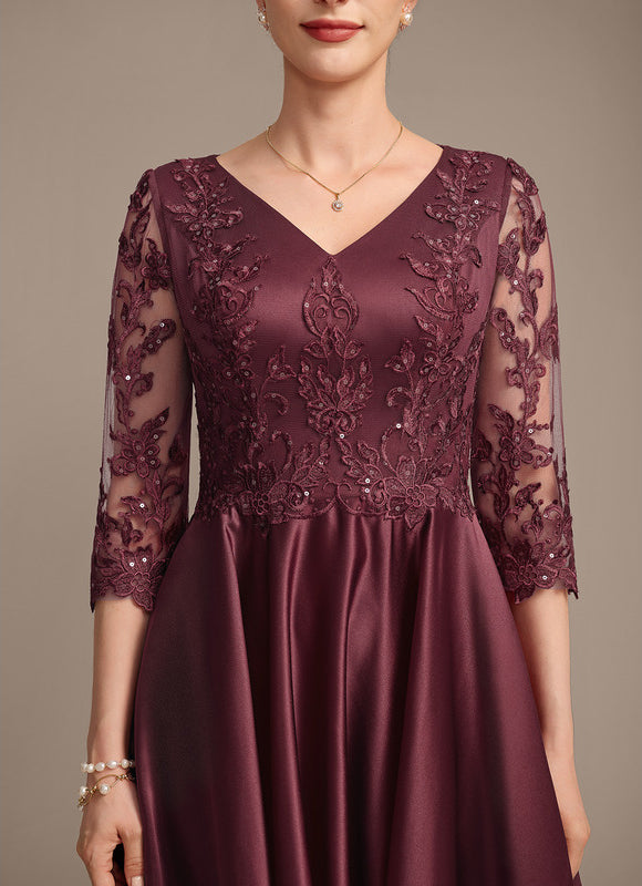 Robe Asymétrique Satinée Bordeaux Élégante - gallery 7