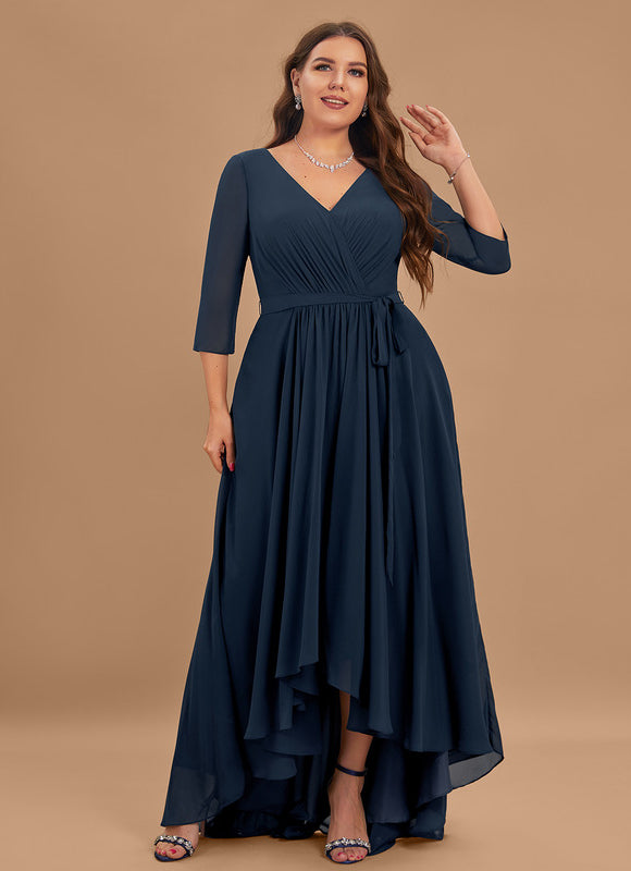 Robe Asymétrique Bleu Marine Trapèze Plissé - gallery 9