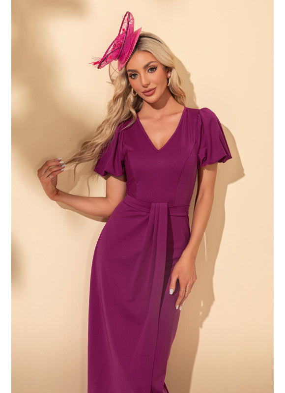 Robe Asymétrique Midi Fuchsia Élégante - gallery 5