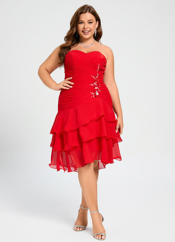 Robe Asymétrique Rouge Cascade - gallery 9