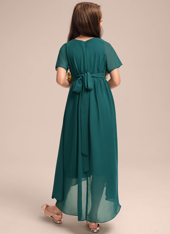 Robe Asymétrique Mousseline Émeraude - gallery 4