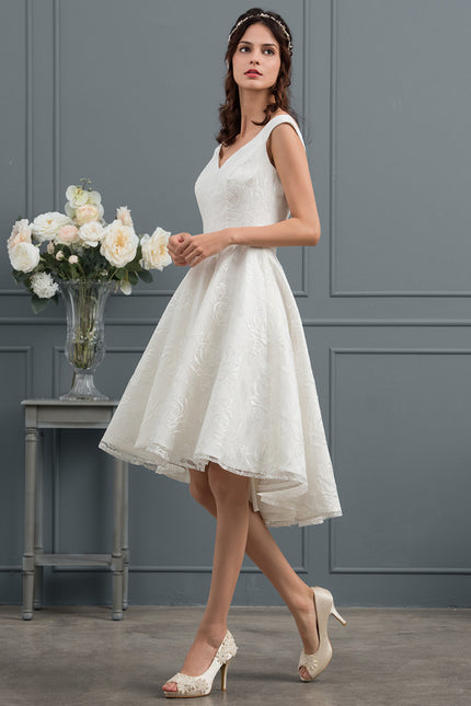 Robe Asymétrique Écrue Dentelée - gallery 2